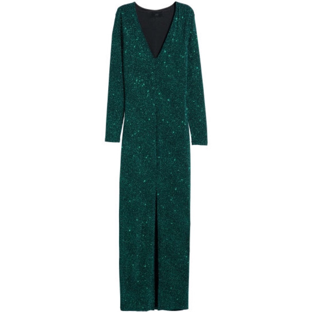 H&M Green/Teal Glitter Maxi Dress